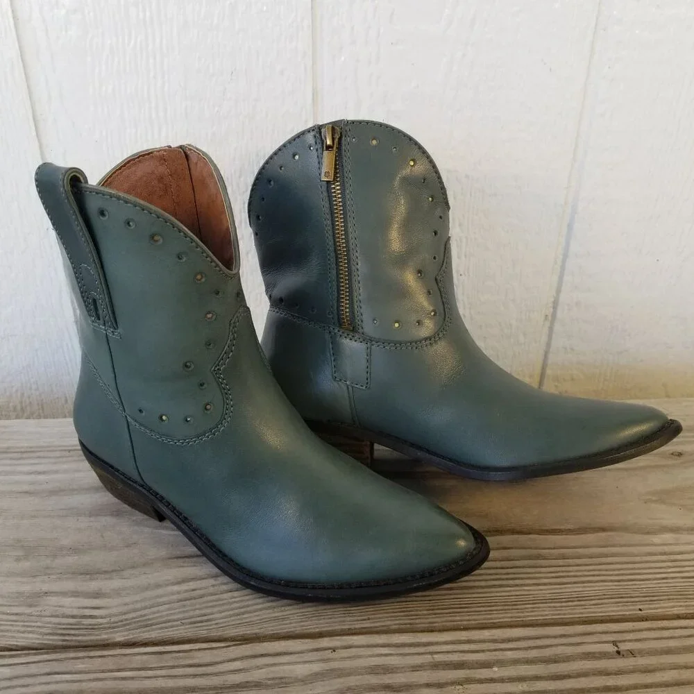 Lucky Brand Ltd Ed Chantel X Womens Dark Teal Leather Bootie 7.5 M